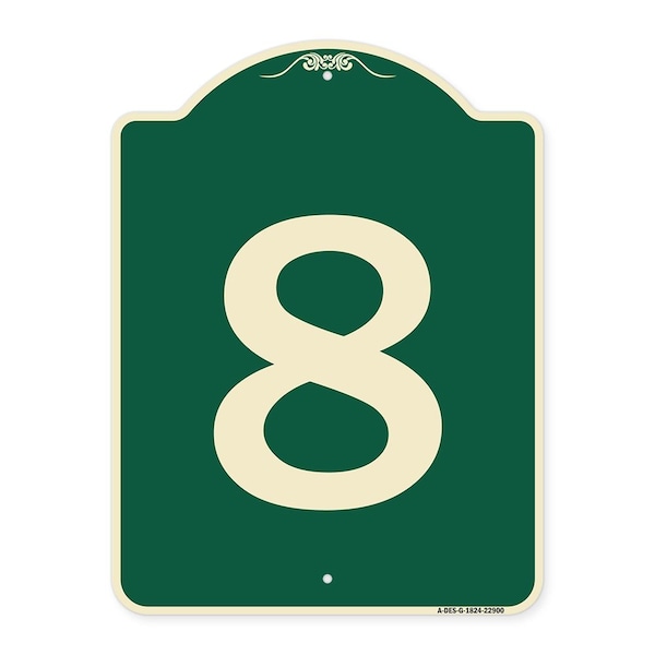 Signmission Sign with Number 8 Heavy-Gauge Aluminum Architectural Sign, 24" x 18", G-1824-22900 A-DES-G-1824-22900 - main
